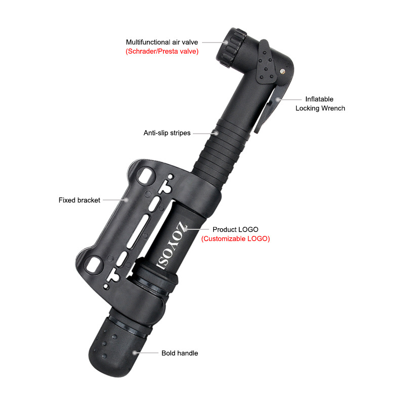 ZOYOSPORTS  New style mini Bicycle Pump with Presta and Schrader valve Mountain Bike Parts 80PSI Cycling Pump