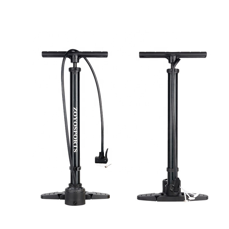 Portable 42CM Alloy Short Dimension Road Bike Bicycle Floor Pump 230PSI High Pressure Multi-purpose Ball Inflator with Barometer