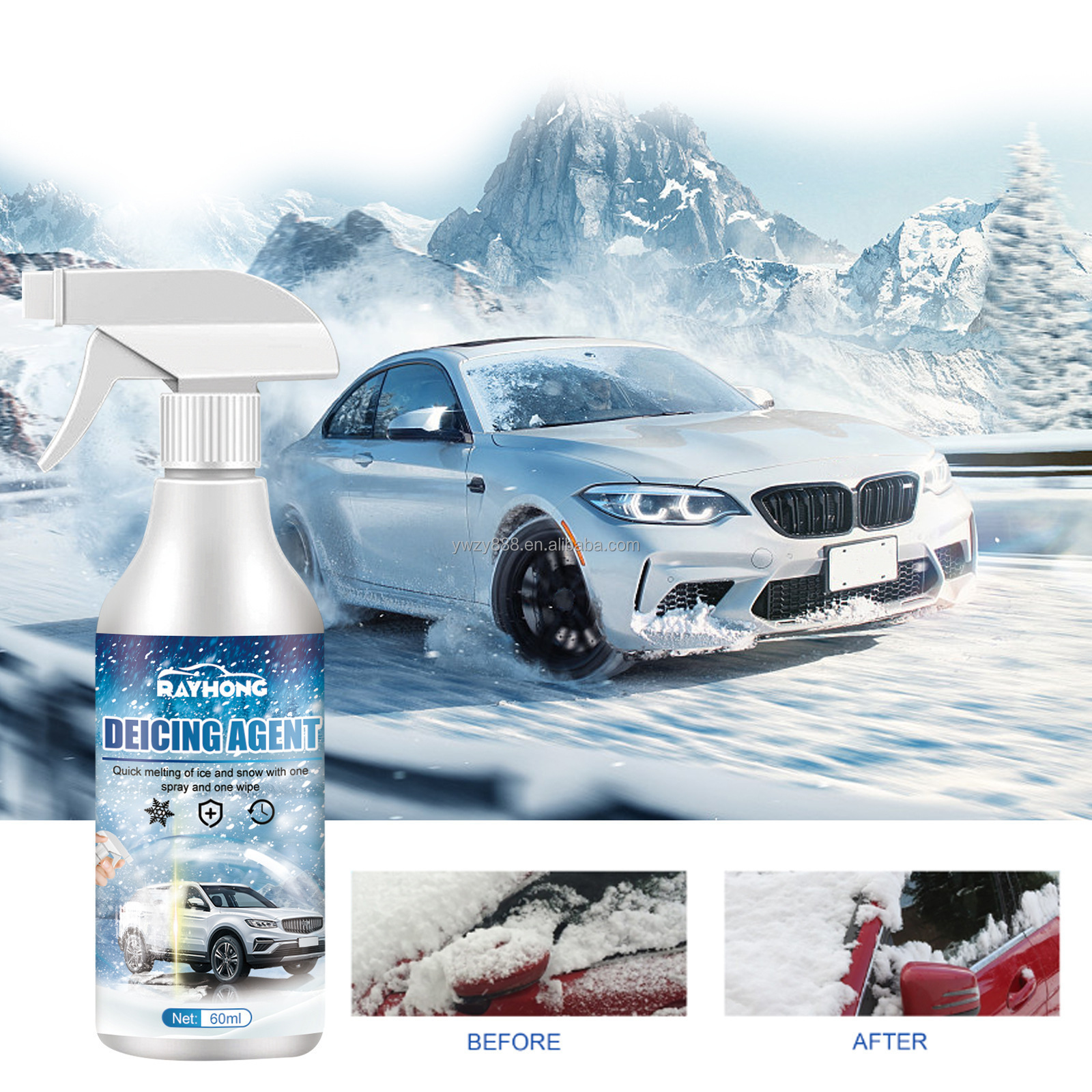 New car snow deicing agent auto window glass frost protection snow removal defrosting agent vehicles snow melting spray