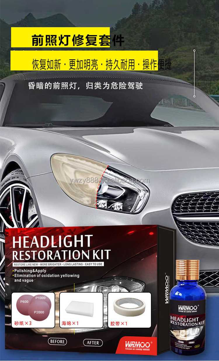 Car headlight scratch repair spray