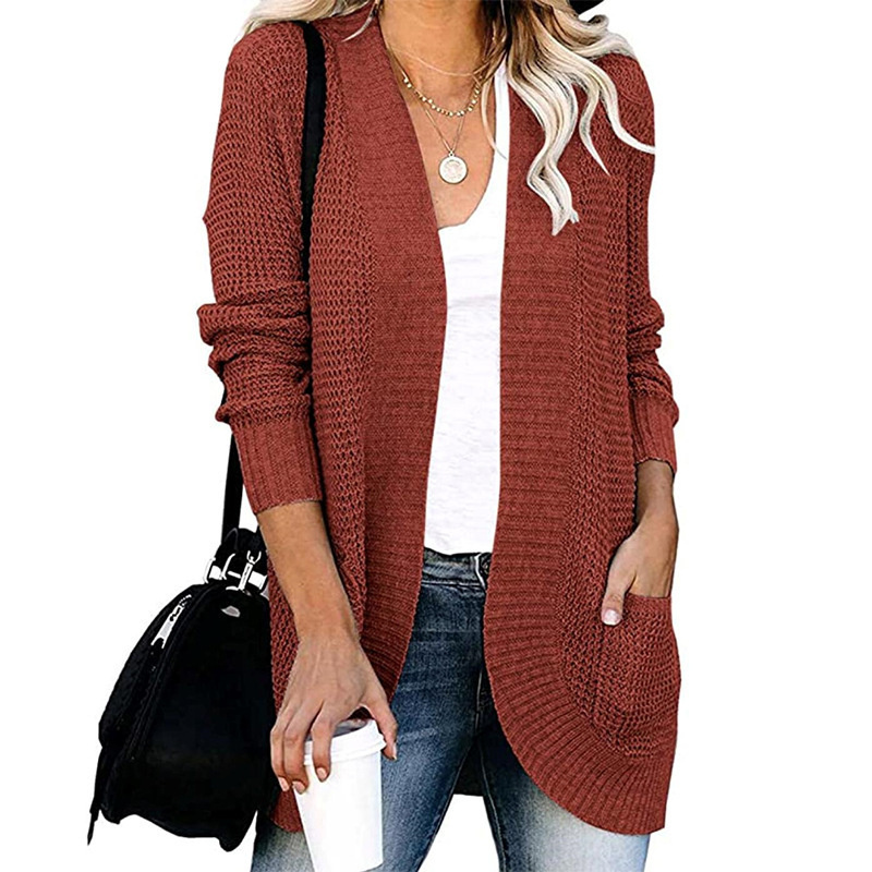 Wholesale stocks long sleeve plus size women's sweaters new large pocket sweaters cardigans women's clothing