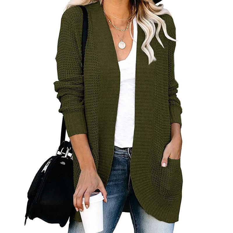 Wholesale stocks long sleeve plus size women's sweaters new large pocket sweaters cardigans women's clothing