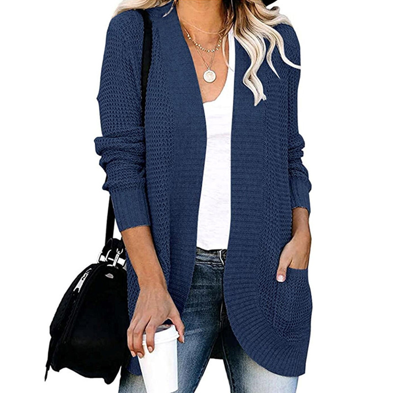 Wholesale stocks long sleeve plus size women's sweaters new large pocket sweaters cardigans women's clothing