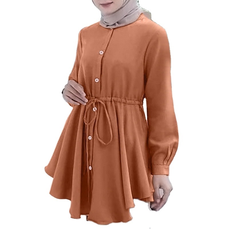 Muslim clothing dubai 2023 modest pleated blouses & shirts women ethnic