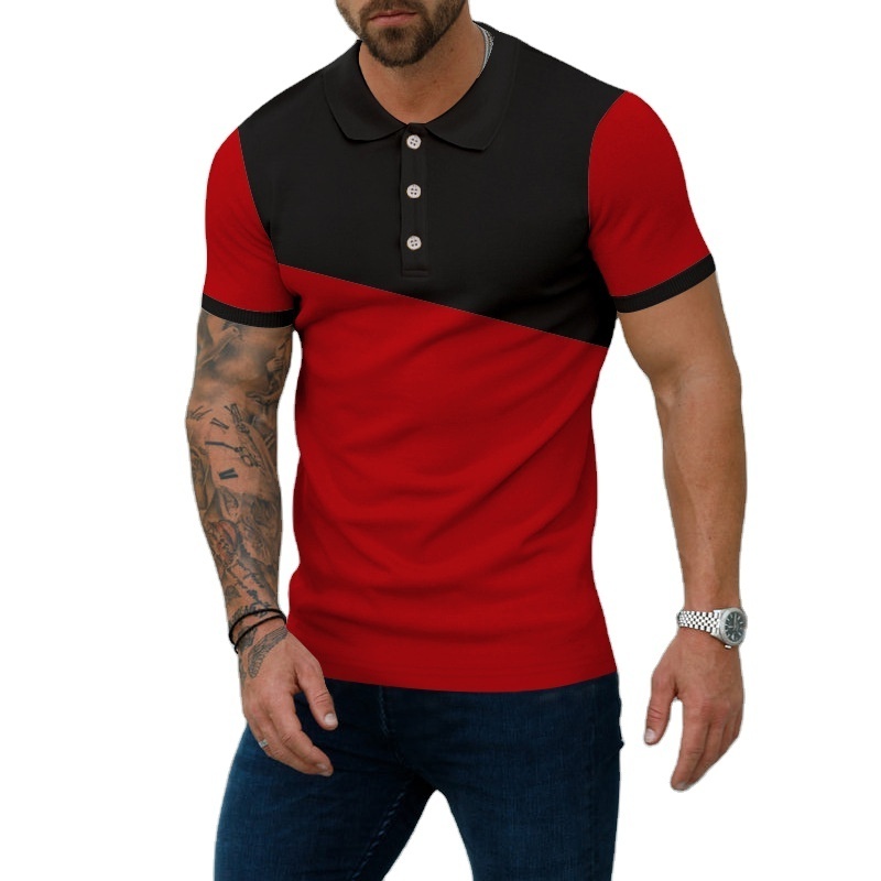 Plus size red and black golf custom logo polo shirts with collar for men