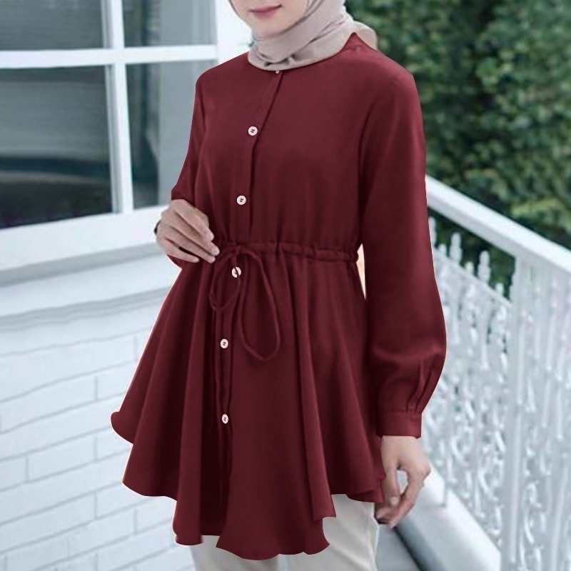 Muslim clothing dubai 2023 modest pleated blouses & shirts women ethnic