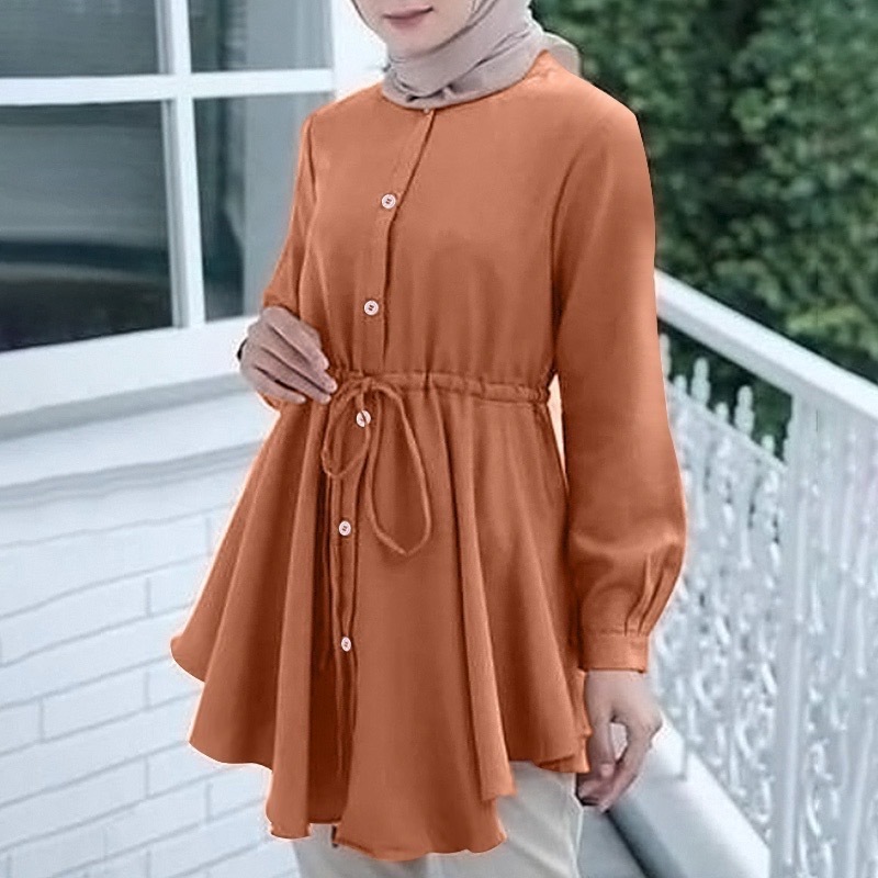 Muslim clothing dubai 2023 modest pleated blouses & shirts women ethnic