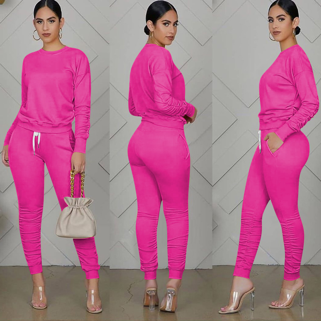 Blank custom ladies 2 piece jogging suits wholesale