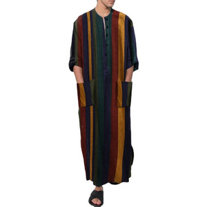 Wholesale stripe dubai saudi muslim jubba al aseel thobe for men