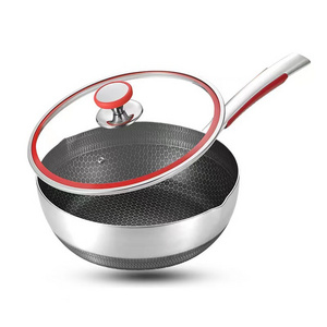 30cm pure=316 stainless steel double-sided honeycomb non-stick cookware cooking pot wok steak non-stick pan