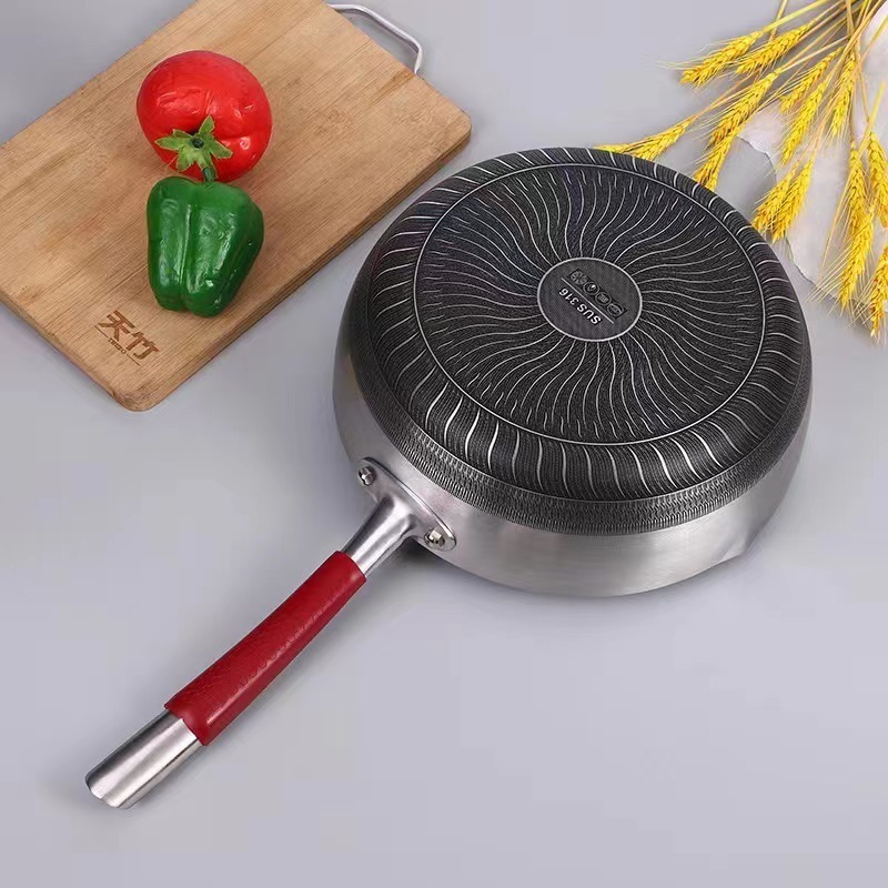 30cm pure=316 stainless steel double-sided honeycomb non-stick cookware cooking pot wok steak non-stick pan