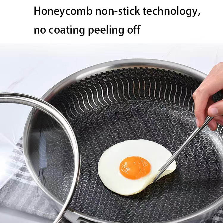 Triple Layer Stainless Steel Honeycomb Nonstick Frying Pan Cookware Nonstick Deep Pan