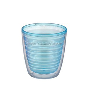 PS plastic double walled drinking cup without handle two color water mug