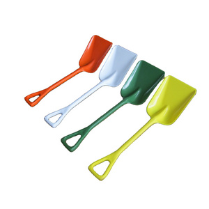 plastic snow shovel with long D-Grip handle