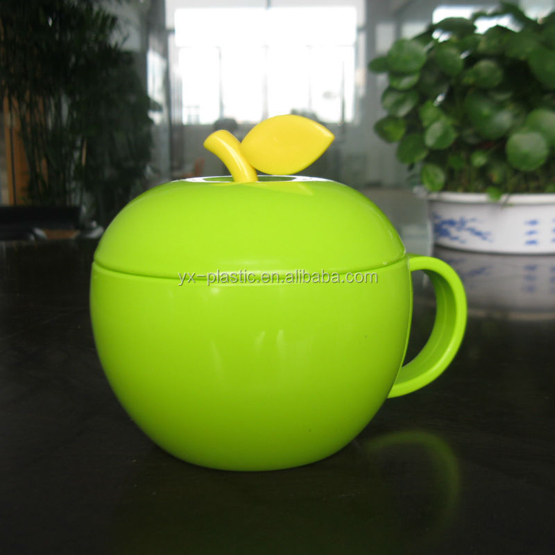 plastic frog shape mug with handle and lid for children