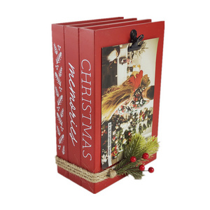 Wholesale Christmas Memories Decorative Books Red, Farmhouse Wooden Stack Books Faux Books for Christmas Table Decorations