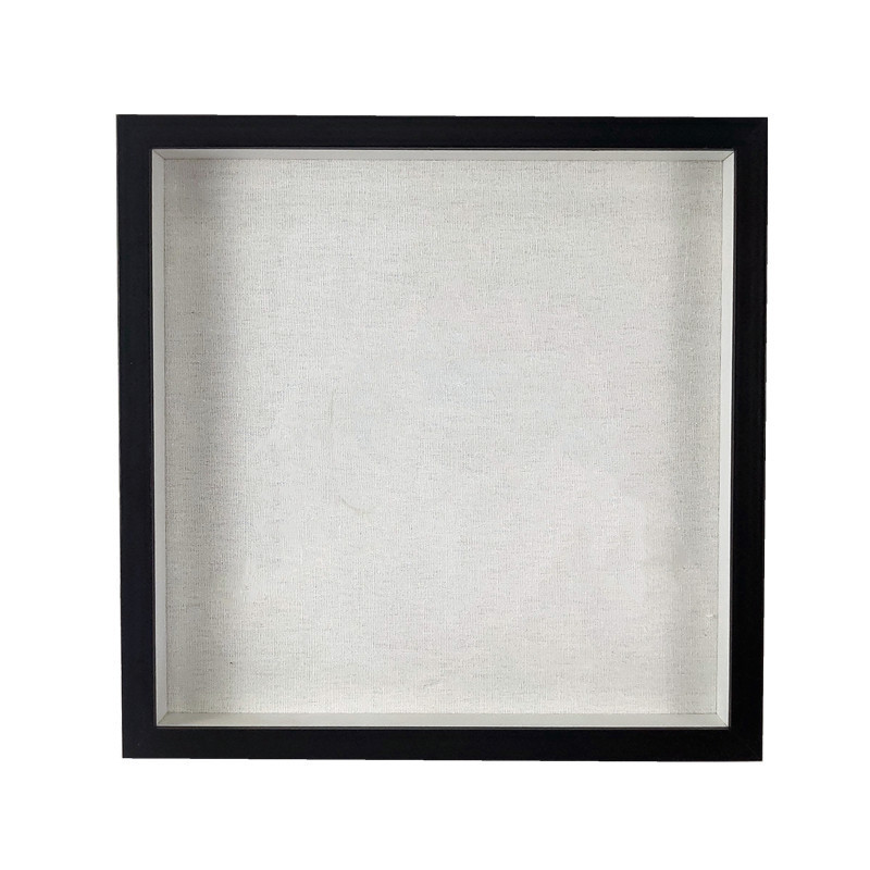 Wholesale 1.5 inches Deep Black Shadow Box Frames 8x8 9x9 8x10 11x14 12x12, Wooden Shadow Box Frame with Linen for Award Flower