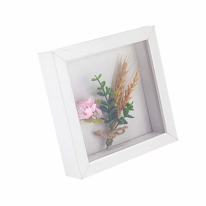 Wholesale 1.5 inches Deep White Square Shadow Box 6x6, Wooden Hanging Shadow Box Frames with Linen for Flowers Butterfly Awards