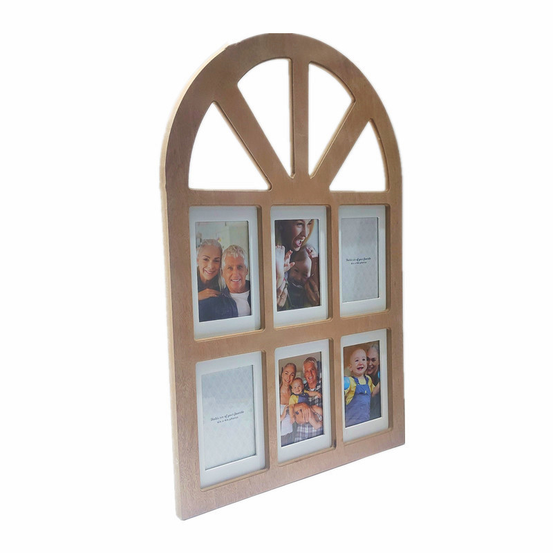 Wholesale 6-Opening Window Wood Picture Frame Collage, Display Six 4x6 Pictures Wooden Photo Frame for Family Wall Mounting