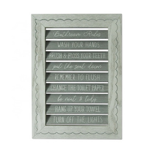 Wholesale Bathroom Rules Wooden Signs with Sayings, White Wooden Frame with Removable Shutter Slats for Restroom Wall Decor