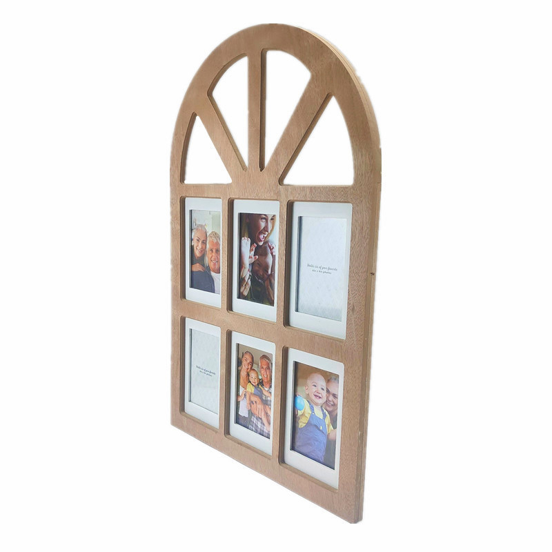 Wholesale 6-Opening Window Wood Picture Frame Collage, Display Six 4x6 Pictures Wooden Photo Frame for Family Wall Mounting