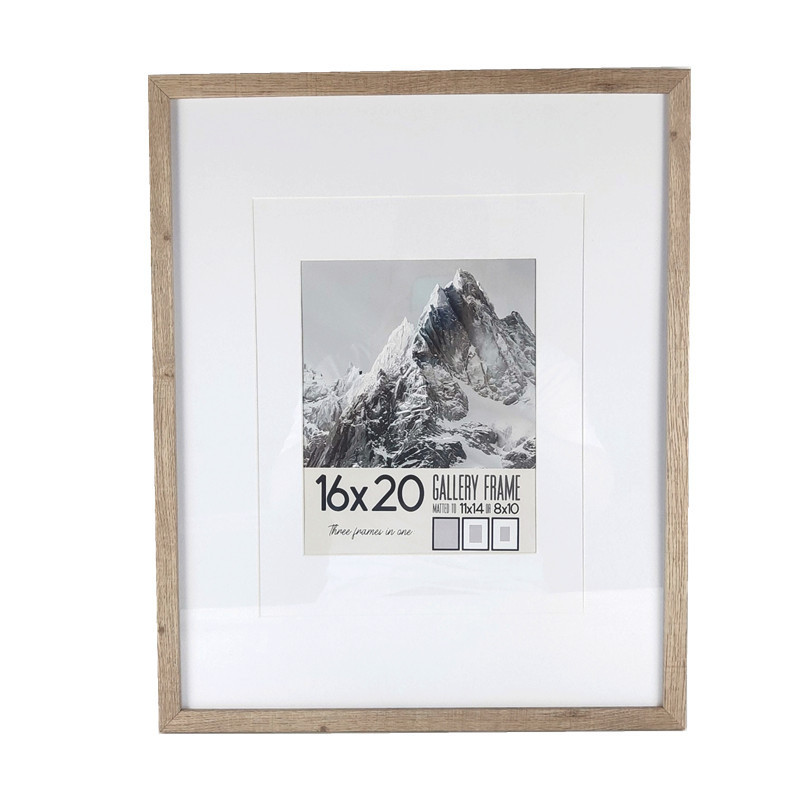 Wholesale Large Woodgrain Picture Frame 16x20, Matte to 11x14 or 8x10 Picture Wooden Photo Frame for Poster Gallery Wall Frame