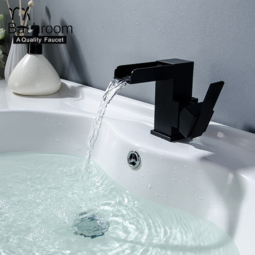 Kaiping faucet manufacturer Minimalism Pure Black Waterfall Faucet Bathroom taps Basin Faucet