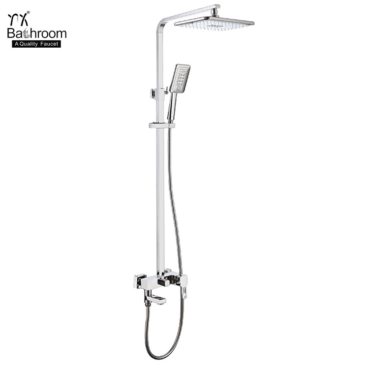 Modern style Exposed Shower Faucet Wall-Mounted Chrome Shower Faucet for Bathroom