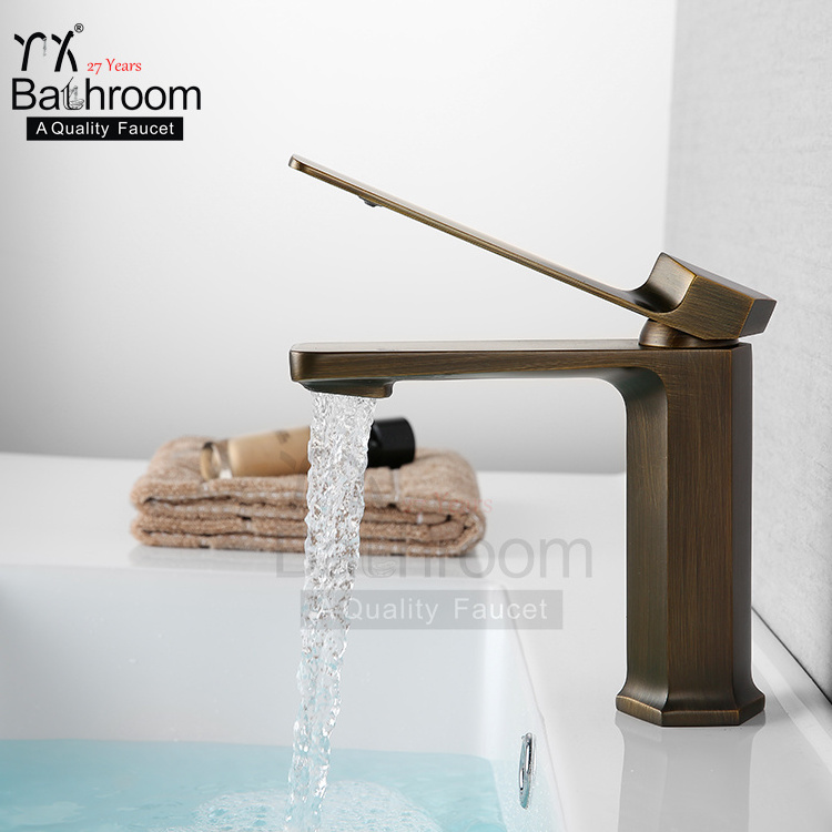 YX Bathroom Bronze hexagonal platoon duckbill lift basin faucet Deck Mounted single hole single handle basin sink faucet