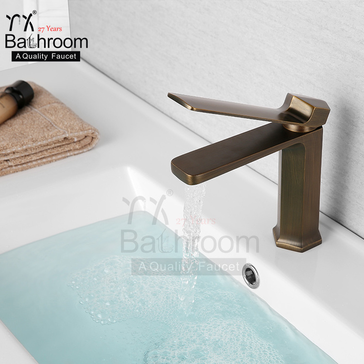 YX Bathroom Bronze hexagonal platoon duckbill lift basin faucet Deck Mounted single hole single handle basin sink faucet