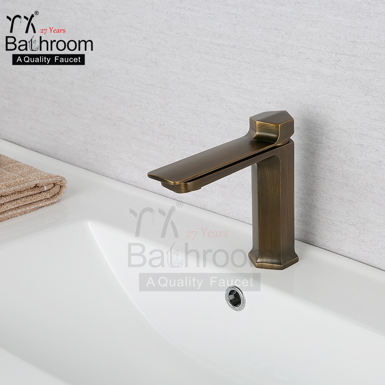 YX Bathroom Bronze hexagonal platoon duckbill lift basin faucet Deck Mounted single hole single handle basin sink faucet