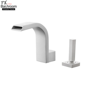 Kaiping faucet Unique design Waterfall brass body dual hole single handle white color bathroom wash basin sink faucet