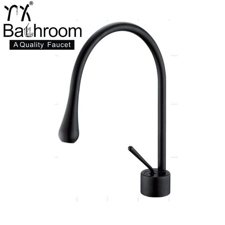 Kaiping faucet single handle matte black Swan neck Water drop basin faucet