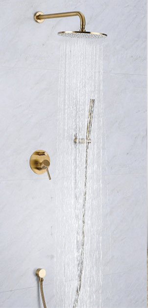 KaiPing Bathroom rainfall  Brushed gold color Wall Mounted dual functions top sprayer shower  mixer Shower Faucet set