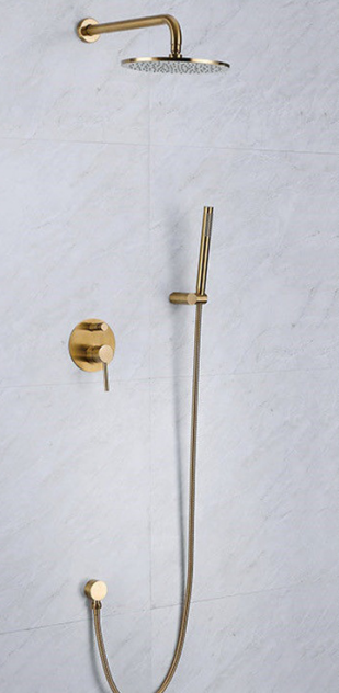 KaiPing Bathroom rainfall  Brushed gold color Wall Mounted dual functions top sprayer shower  mixer Shower Faucet set