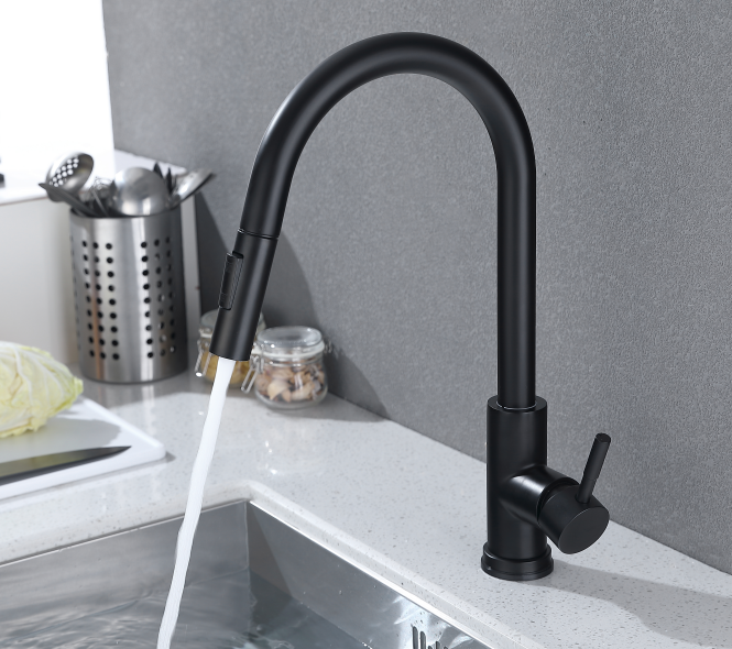 Pull down SUS304 sensor kitchen stainless steel  black  two functions sprayer kitchen sink touch sensor faucet