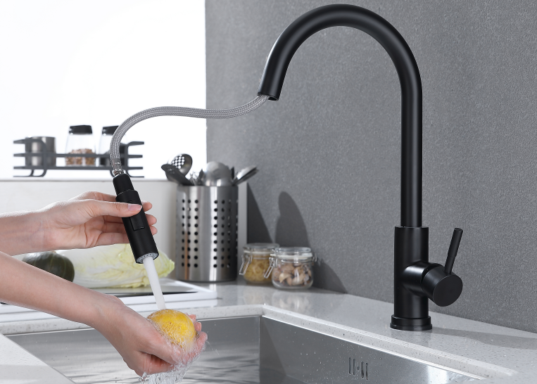 Pull down SUS304 sensor kitchen stainless steel  black  two functions sprayer kitchen sink touch sensor faucet