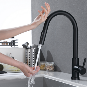 Pull down SUS304 sensor kitchen stainless steel  black  two functions sprayer kitchen sink touch sensor faucet