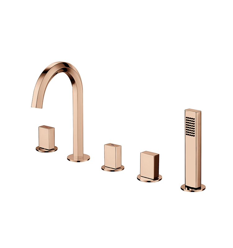 Luxury  gold bathtub 5 hole faucet freestanding faucet  three handle bathtub shower floor bathtub faucet bathroom mixer