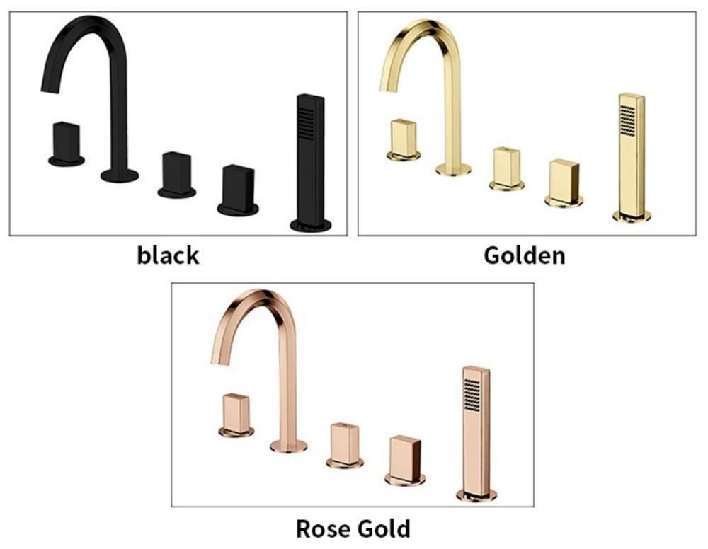 Luxury  gold bathtub 5 hole faucet freestanding faucet  three handle bathtub shower floor bathtub faucet bathroom mixer