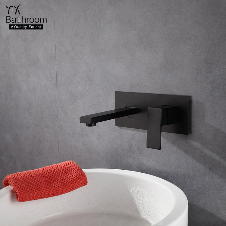 Square with base matte black Wall Mounted two hole basin faucet with cUPC Certification bathroom taps faucet tapware