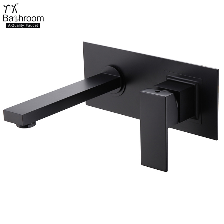 Square with base matte black Wall Mounted two hole basin faucet with cUPC Certification bathroom taps faucet tapware