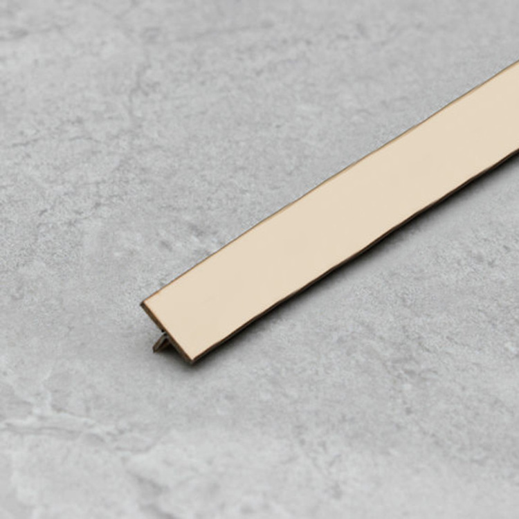 Tile Metal Strip 304 Grade Stainless Steel Tile Trim T-Shaped Profile  For Wall Modern Style Colorful Tile Profile