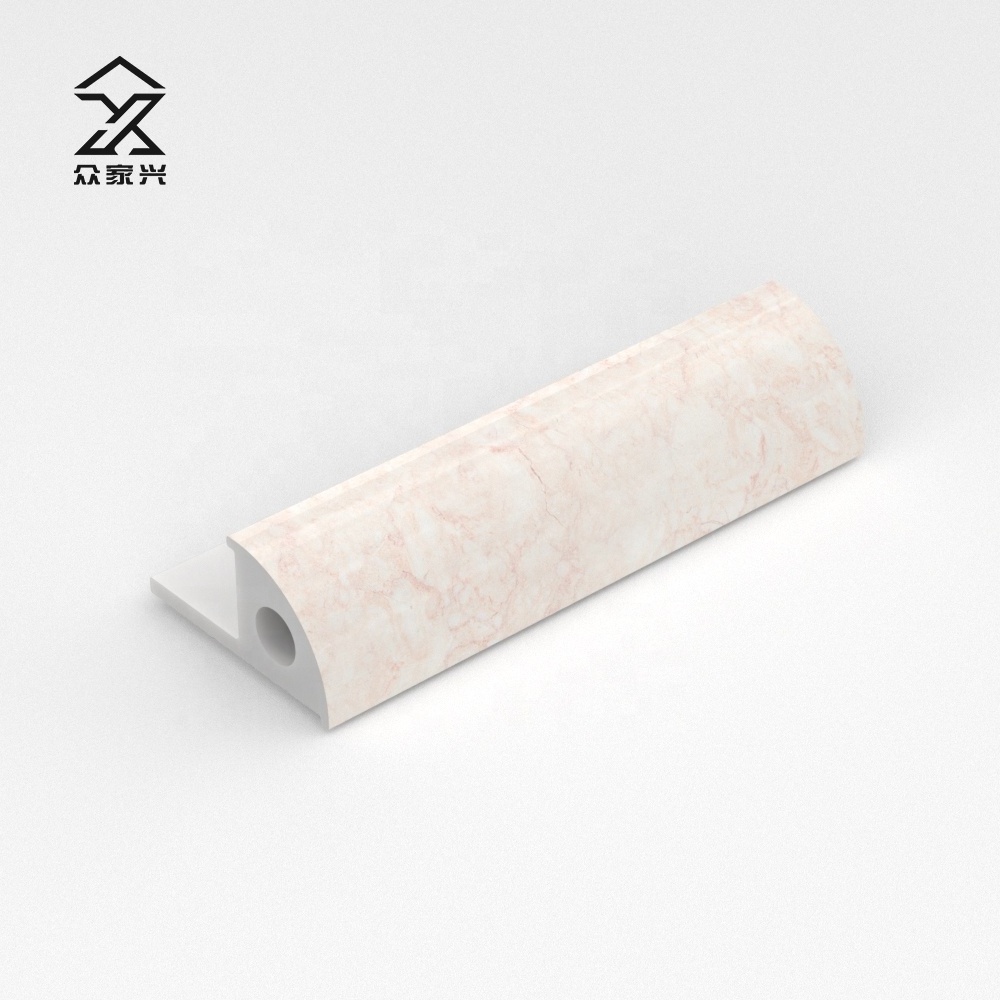 Customized Flexible Stone Plastic Marble Round Shape Edg Strip Pvc Plastic Tile Trim