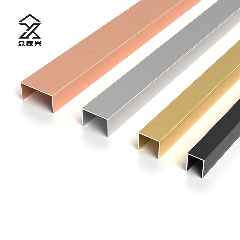 Anti Slip Ceramic Border Wall U Shape Decorative Corner Aluminum Alloy Edge profile Tile Trim Strip Gold