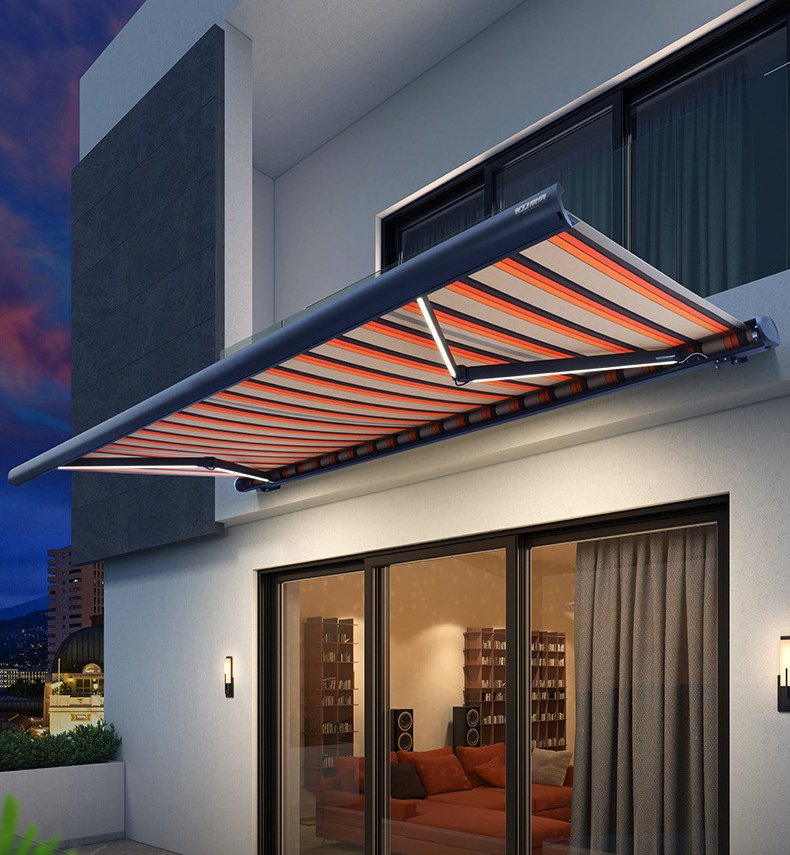 Custom size Outdoor Sunshade Retractable Awning Full Cassette Roof Motorized Awning For Patio