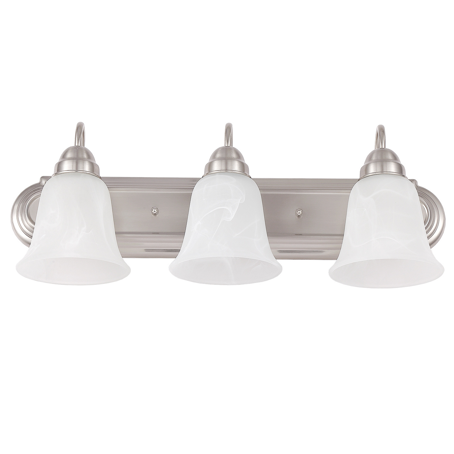 modern wall mount 3 Bulb E26 Vanity Light Bathroom Fixtures, Brushed Nickel, Alabaster Glass, UL Listed