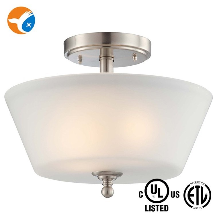 12 inch 2 lights semi flush mount ceiling pendant lamp glass shade E26/LED  interior lighting