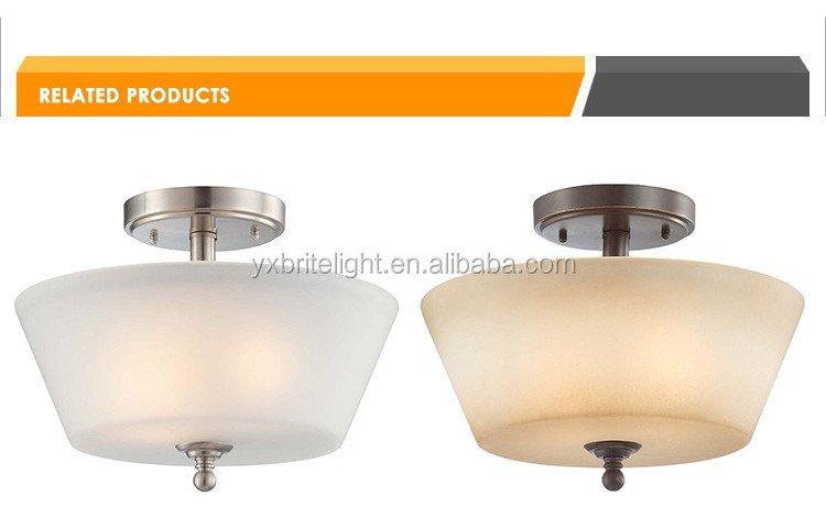 12 inch 2 lights semi flush mount ceiling pendant lamp glass shade E26/LED  interior lighting