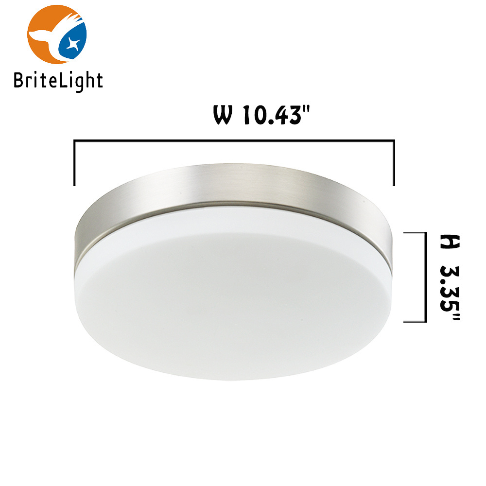 White Glass Brushed Nickel Indoor Ceiling Lamp 10 inch Small LED Lighting Fixtures for Kitchen Bedroom with UL ETL Certification